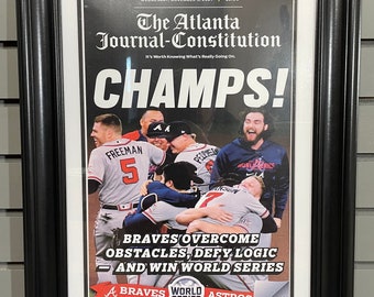 2021 Atlanta Braves World Series Champions Framed Front Page Newspaper Print “Champs”