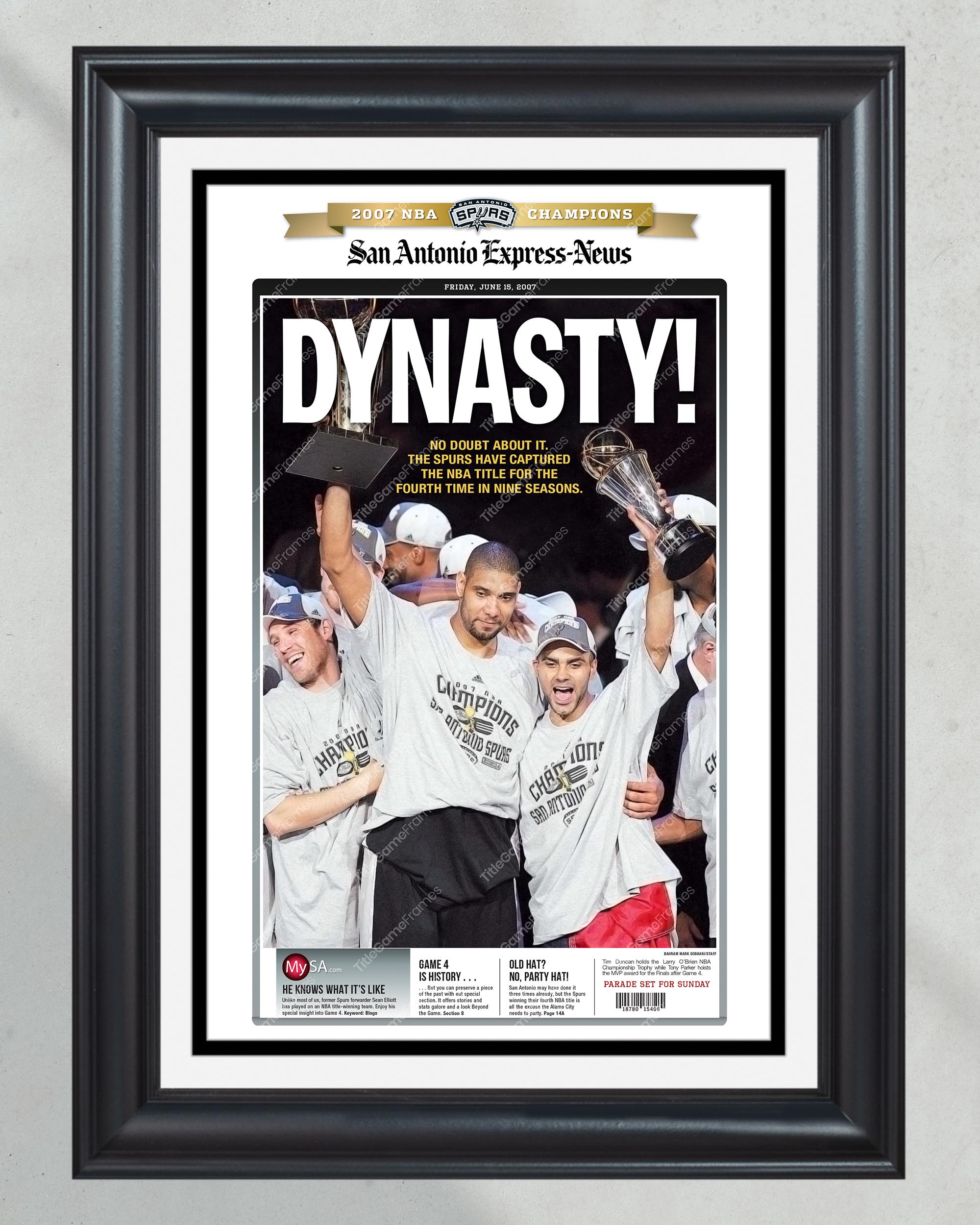 2007 San Antonio Spurs NBA Champion Framed Front Page Newspaper Print PT60204