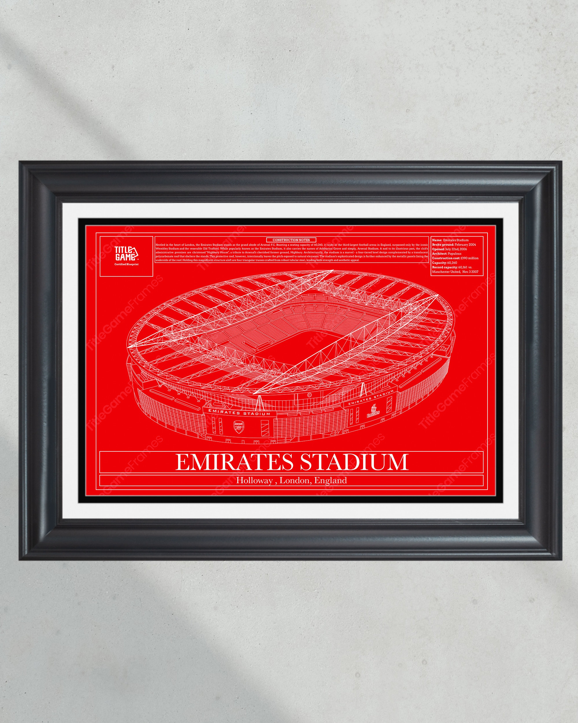 Arsenal FC Emirates Soccer Stadium Blueprint PT60300