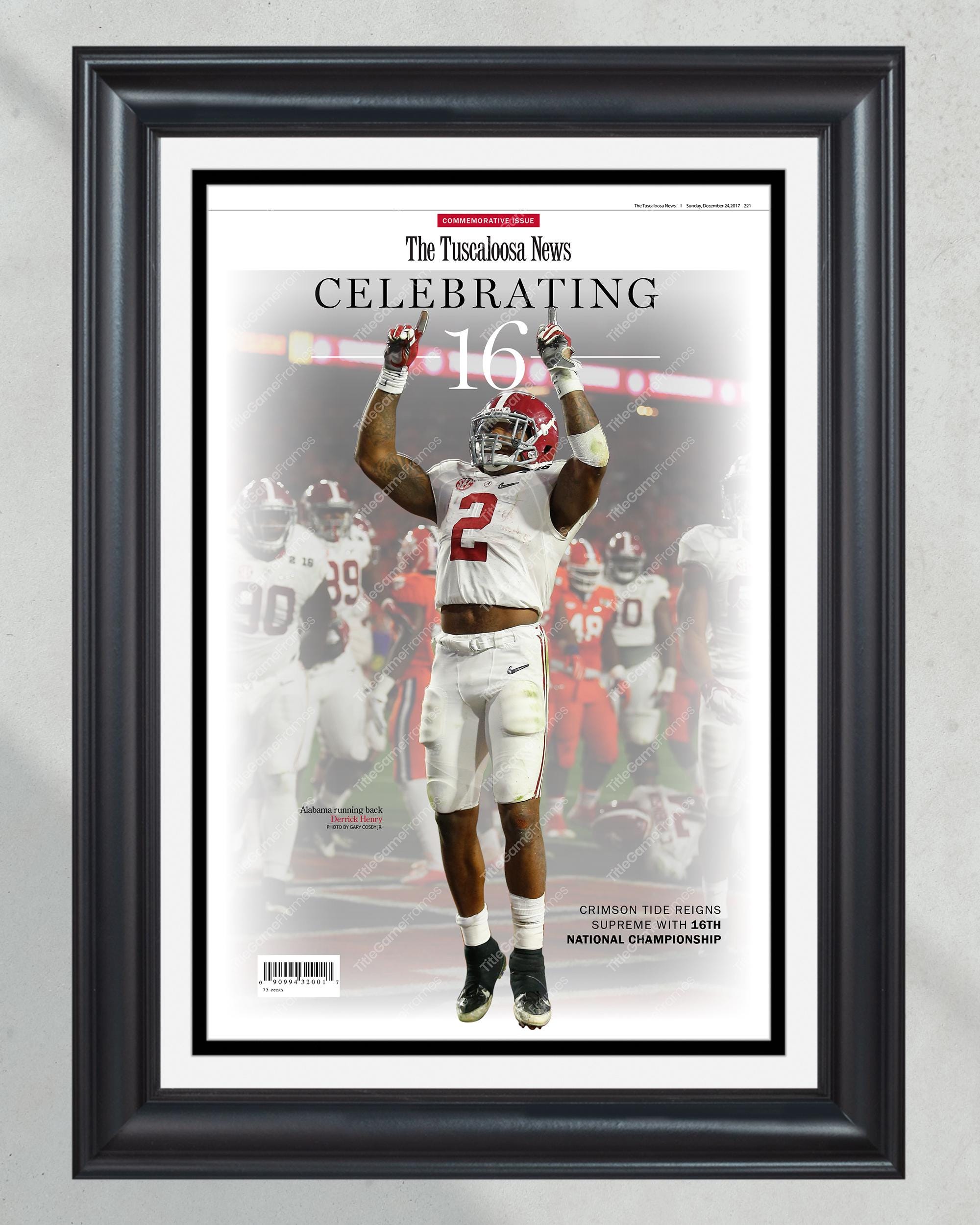 2015 Alabama Crimson Tide "Celebrating 16" College Football National Champions Framed Front Page Newspaper Print PT60219