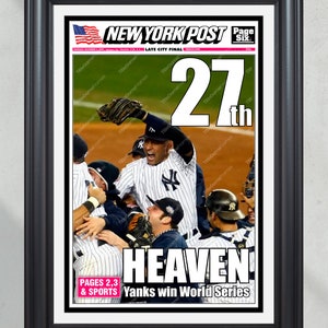 "2009 Yankees World Series Cup ""27th Himmel"" Eingerahmte Titelseite Zeitung."