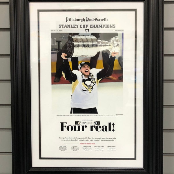 2016 Pittsburgh Penguins Stanley Cup Champions Framed Newspaper Cover Print Sidney Crosby