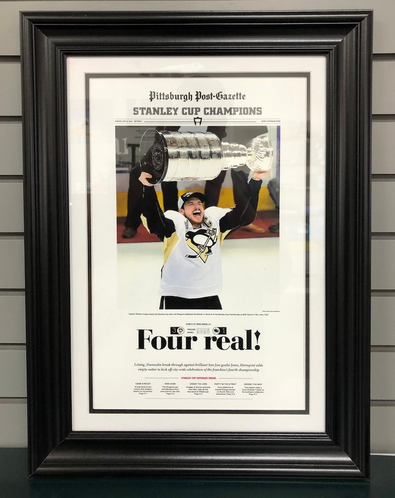 2016 Pittsburgh Penguins Stanley Cup Champions Framed Newspaper Cover Print Sidney Crosby image 1