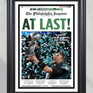 2018 Philadelphia Eagles Super Bowl LII Champions Framed Front Page Newspaper Print