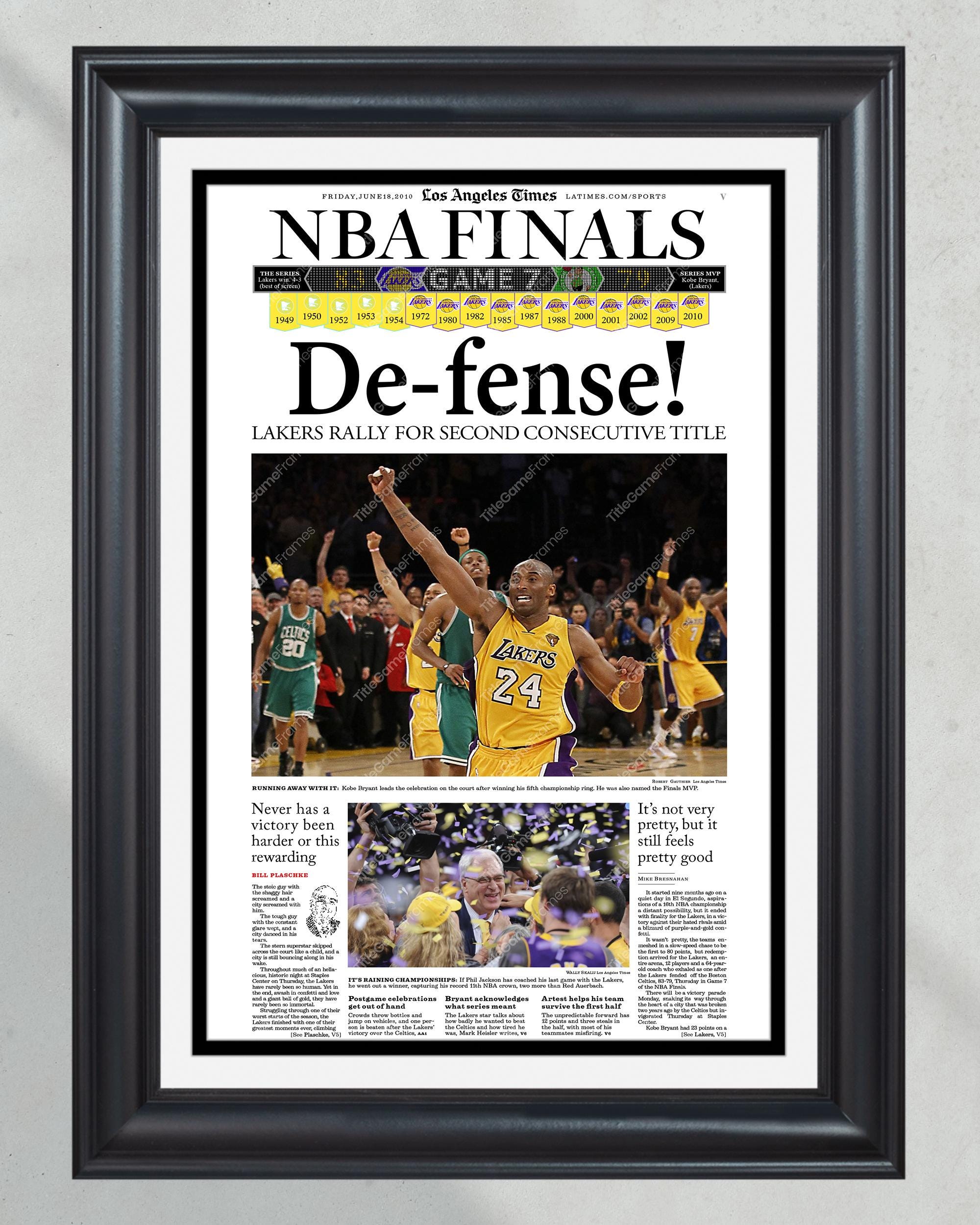 2010 Los Angeles LA Lakers NBA Championship Framed Print LA Times Newspaper Front Cover Kobe Bryant Staples Center PT60534