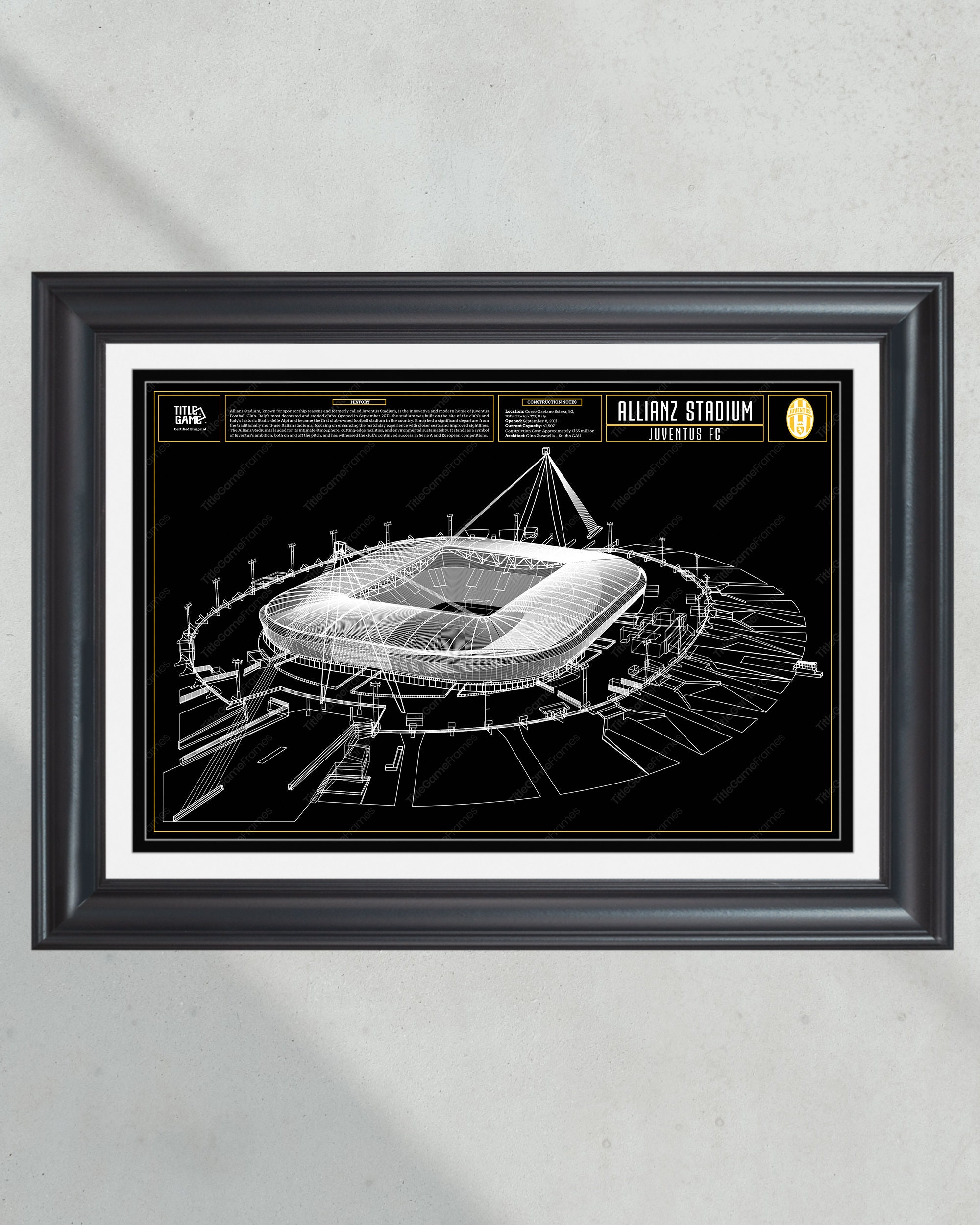 Juventus FC Allianz Stadium Blueprint - Italian Football Wall Art PT60935