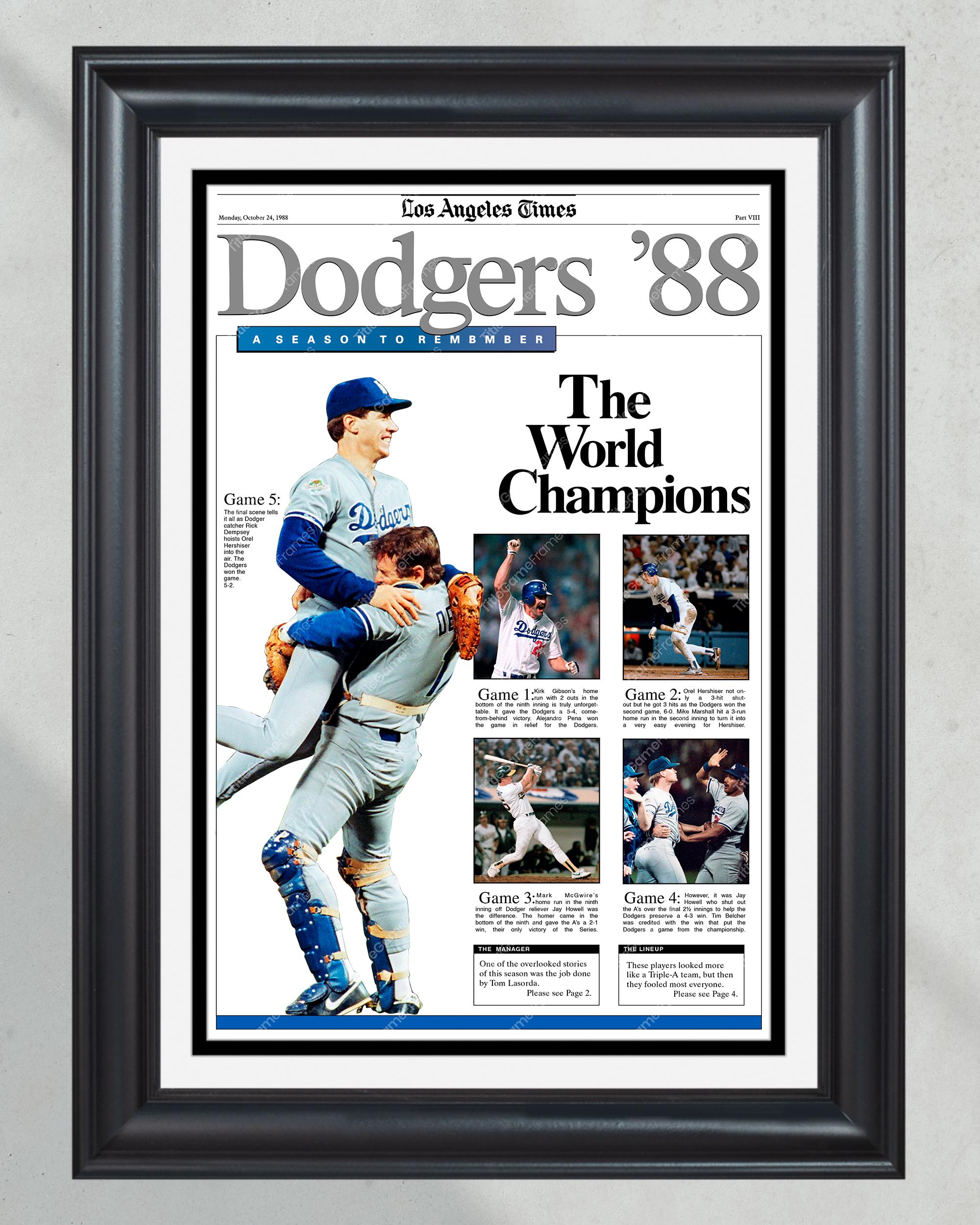 1988 Los Angeles Dodgers World Series Champions Framed Newspaper - "A Season to Remember" PT60794