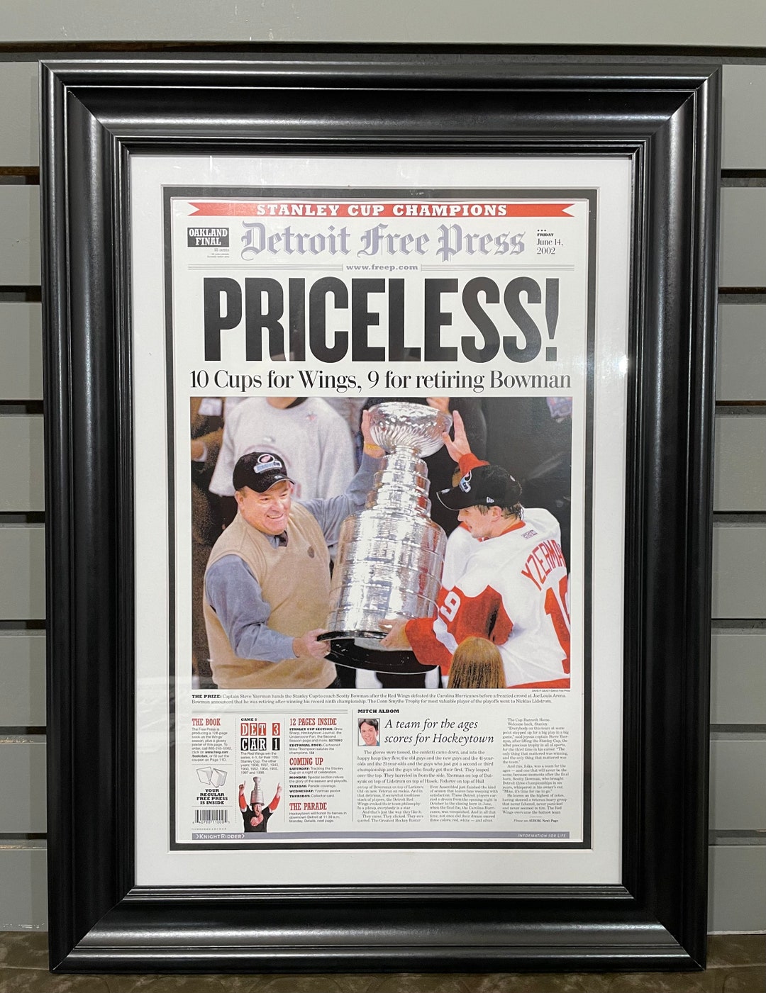 2008 Detroit Red Wings red Reign Stanley Cup Champions Framed Newspaper  Front Page Print 