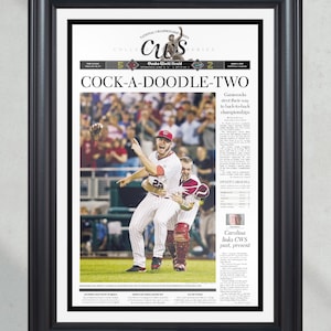 2011 South Carolina Gamecocks College World Series Champions Framed Front Page Newspaper Print