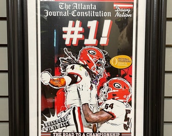 2022 Georgia Bulldogs #1 College Football National Champions Framed Front Page Newspaper Print UGA