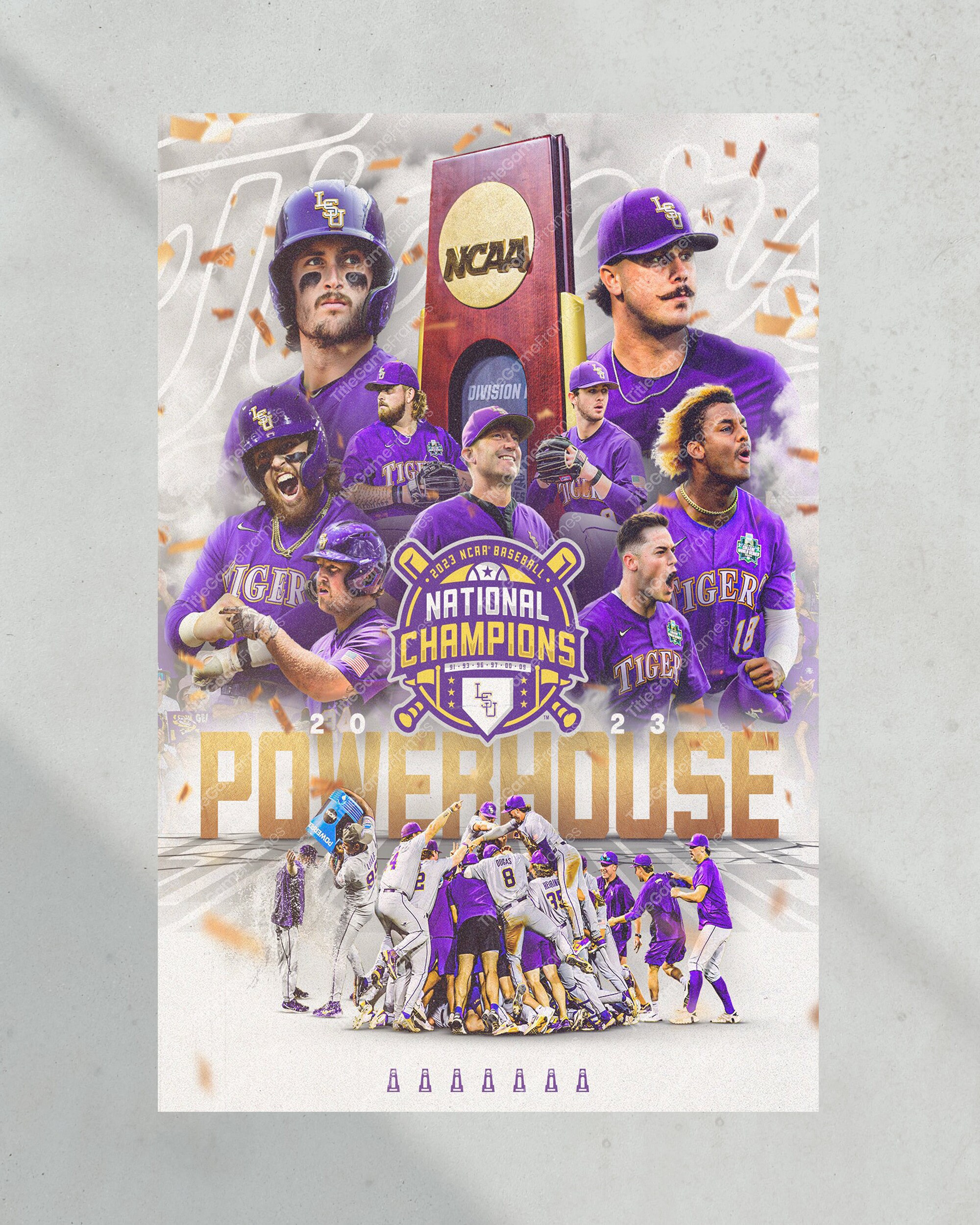 LSU Tigers - 2023 NCAA National Baseball Champions Logo Dimensional Wall Art