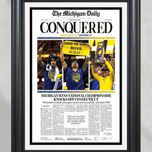 2026 Michigan Wolverines “CONQUERED” National Championship Framed Newspaper