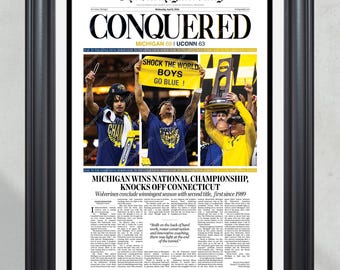 2026 Michigan Wolverines “CONQUERED” National Championship Framed Newspaper