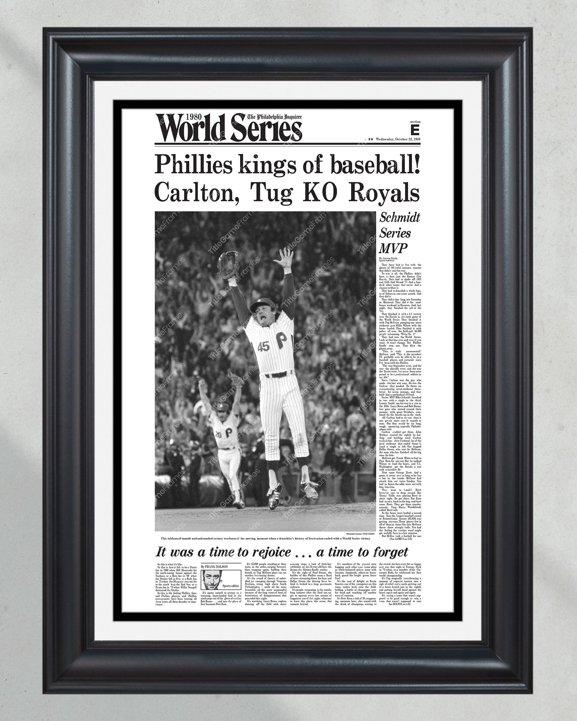 1980 Philadelphia Phillies World Series Champions Framed Front Page Newspaper Print PT60772