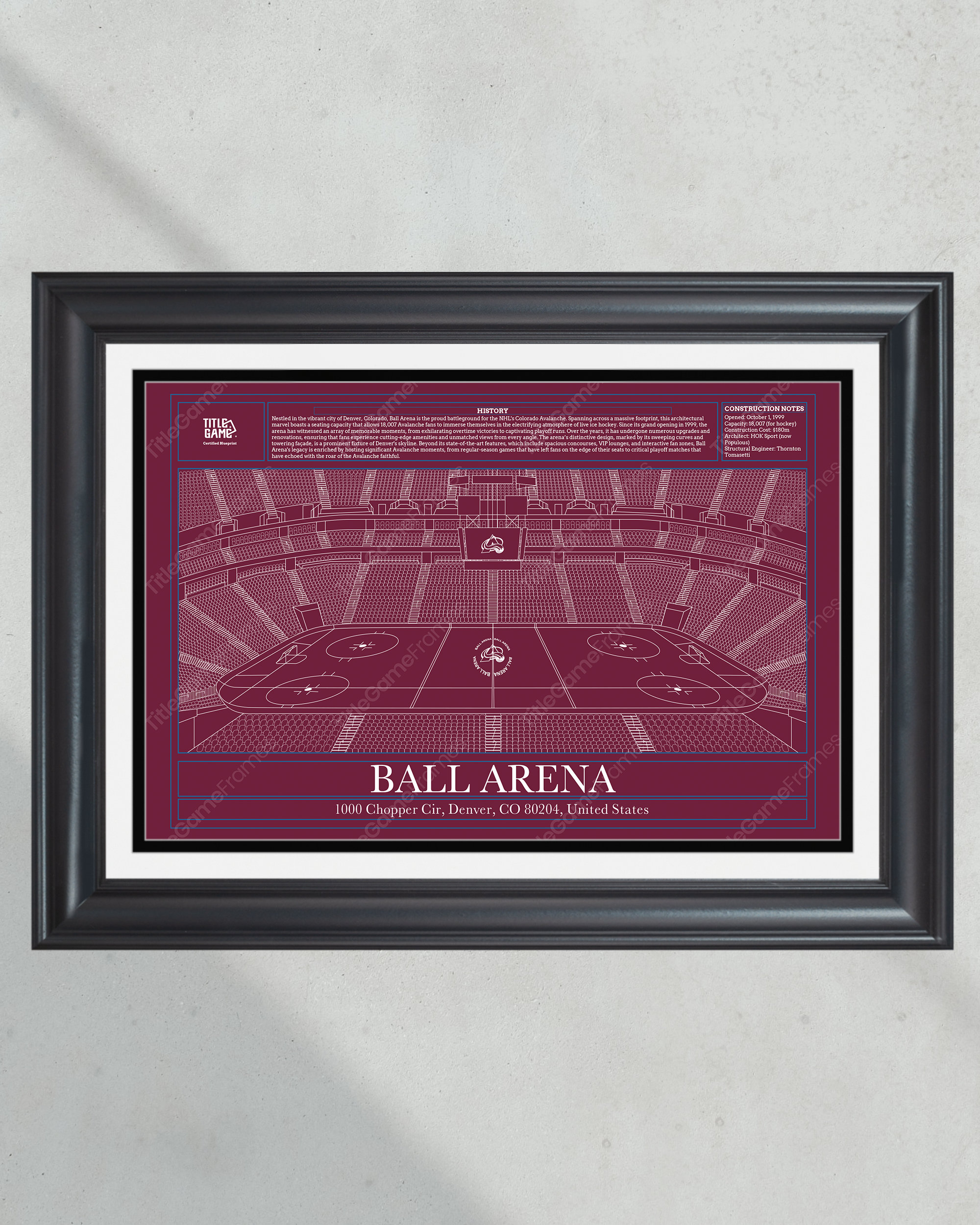 Colorado Avalanche Ball Arena Hockey Stadium Blueprint PT60268