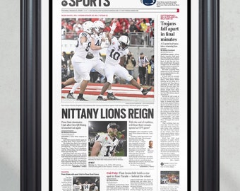 2023 Penn State Nittany Lions Rose Bowl Champions NCAA College Football Framed Front Page Newspaper Print