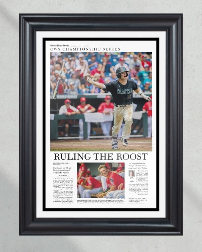 2016 Coastal Carolina Chanticleers College World Series Champions Framed Front Page Newspaper Print PT60346