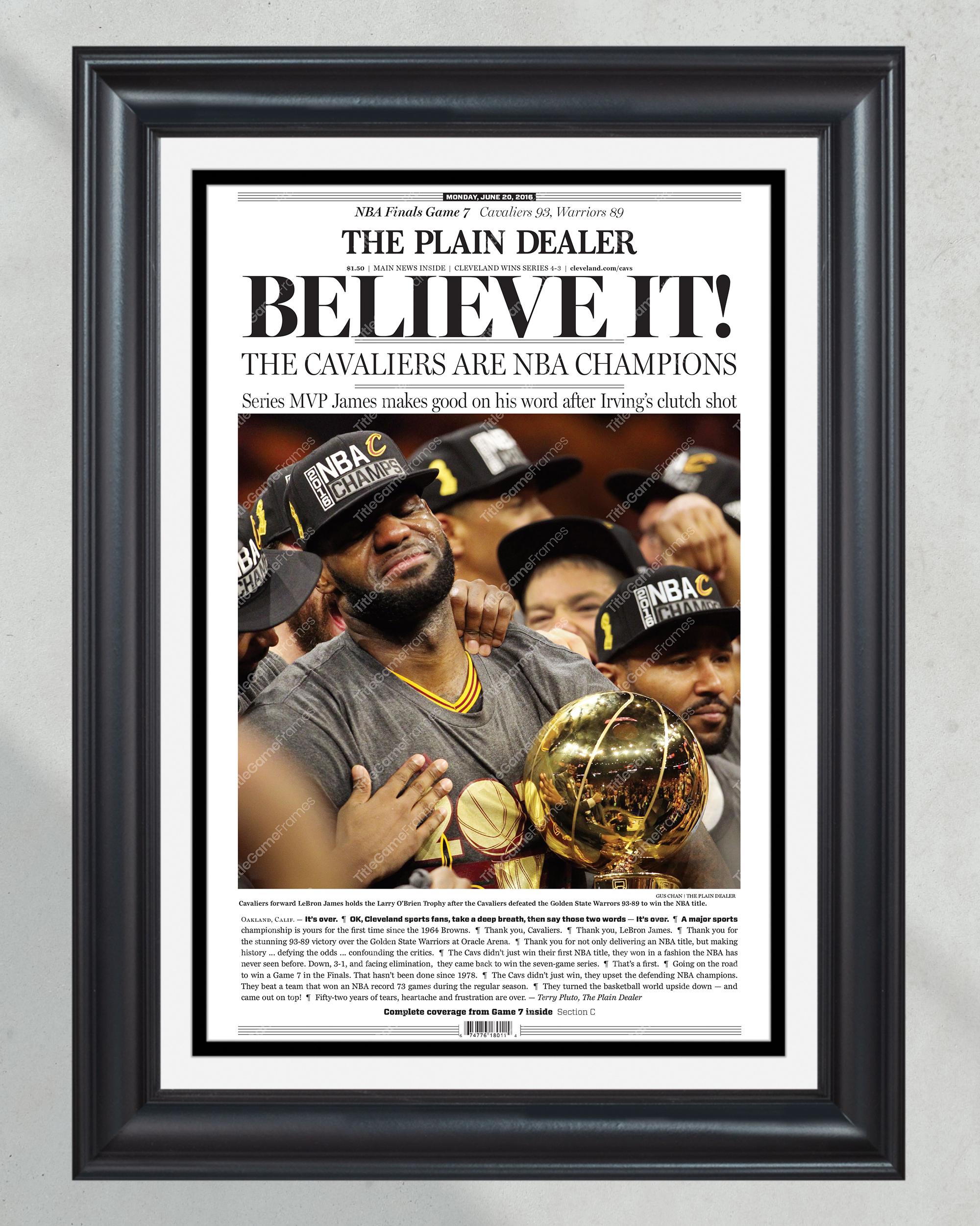 2016 Cleveland Cavaliers Cavs NBA Championship Framed Newspaper Print Lebron James PT60399