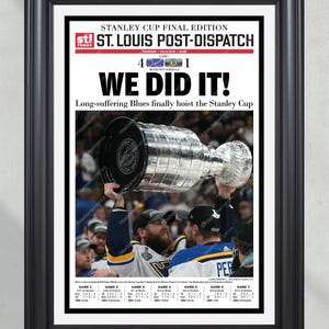 2019 St. Louis Blues Stanley Cup Championship Newspaper Framed Print Enterprise Center