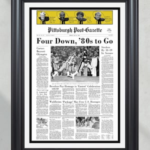 1980 Pittsburgh Steelers Super Bowl XIV Champions Framed Front Page Newspaper Print