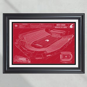 Washington State Cougars Martin Stadium: College Football Blueprint Wandkunst