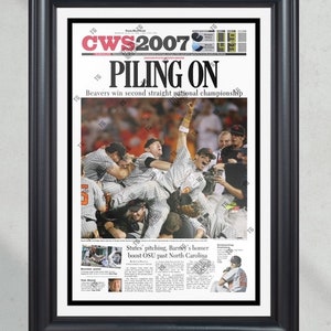 2007 Oregon State Beavers College World Series Champion Framed Newspaper Front Page Print