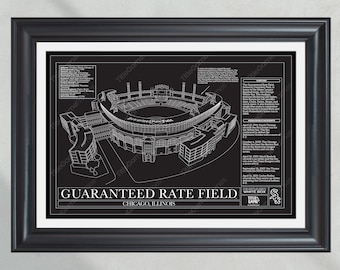 Chicago White Sox Guaranteed Rate Field Stadium Ballpark blauwdruk muurkunst honkbal