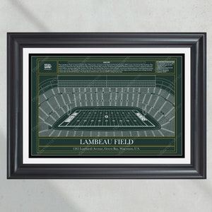 Green Bay Packers Lambeau Field Stadium Blueprint Football Print