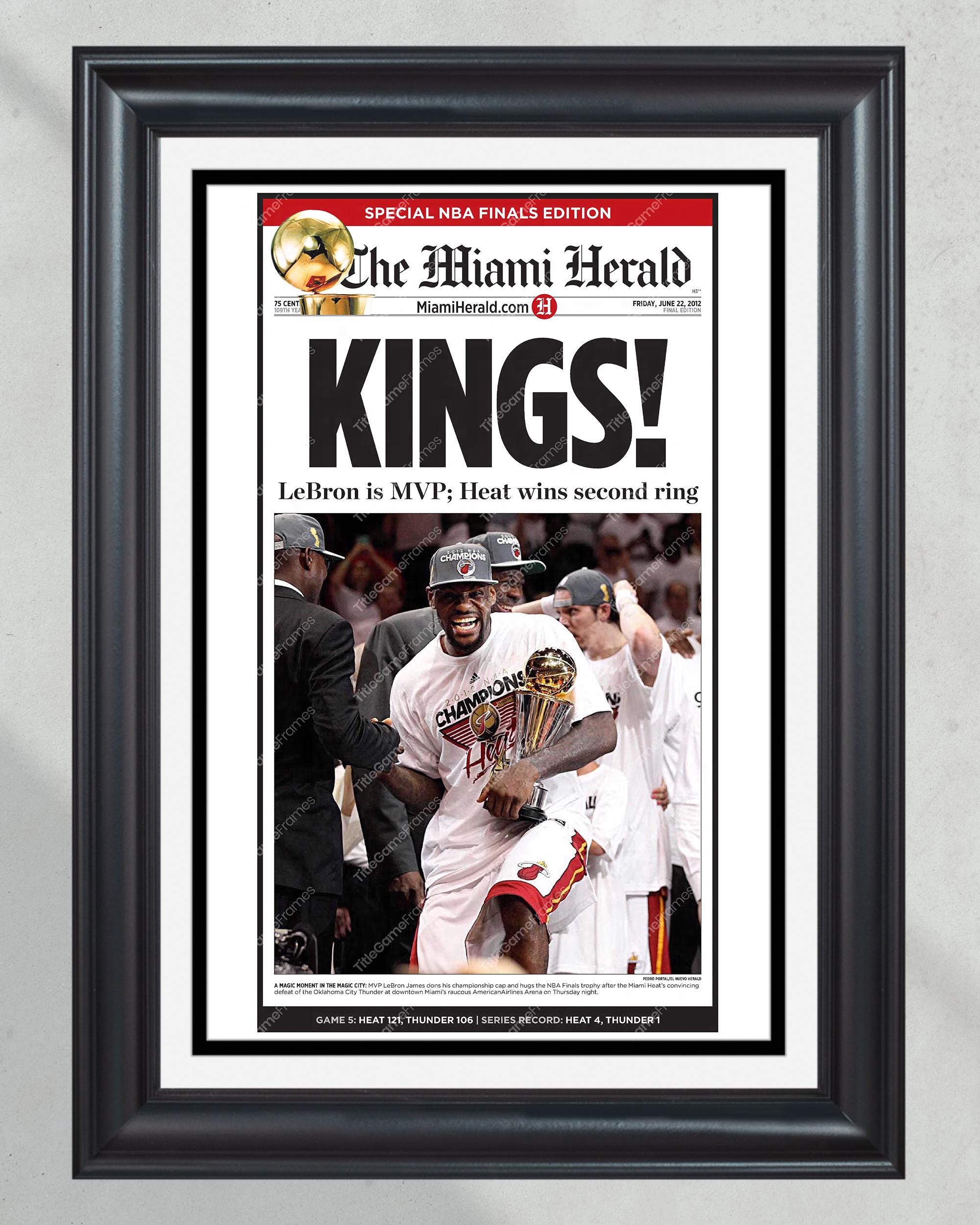 2012 Miami Heat NBA Champions Framed Newspaper Front Page Print Lebron James PT60652