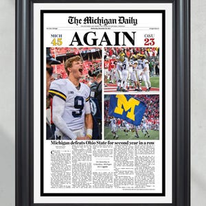 Los Wolverines de Michigan 2022 derrotaron "de nuevo" a los Buckeyes de Ohio State. Primera plana del periódico.