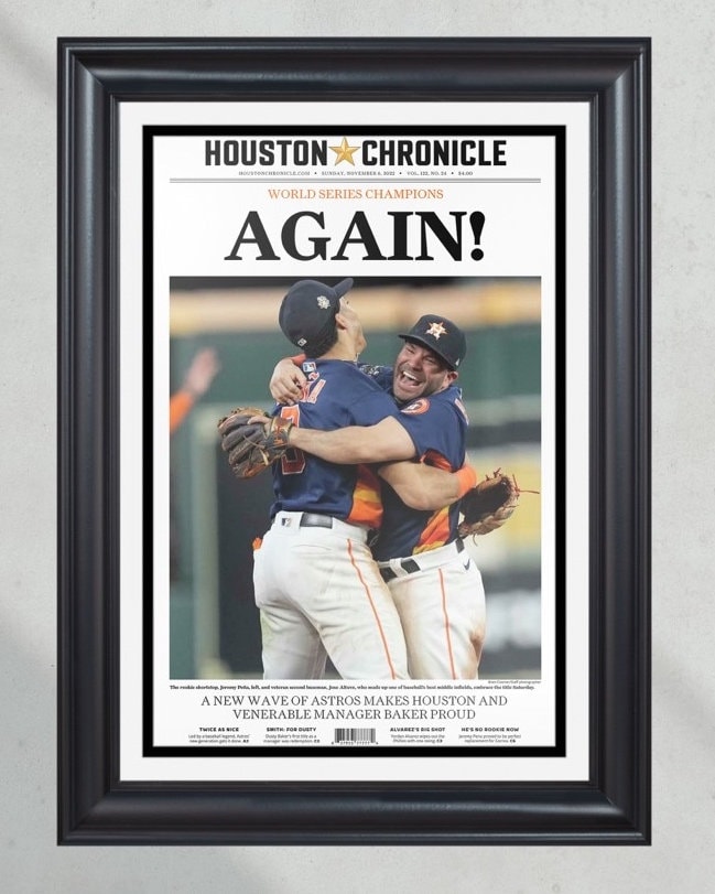 2022 Houston Astros "Again" World Series framed front page print PT60386