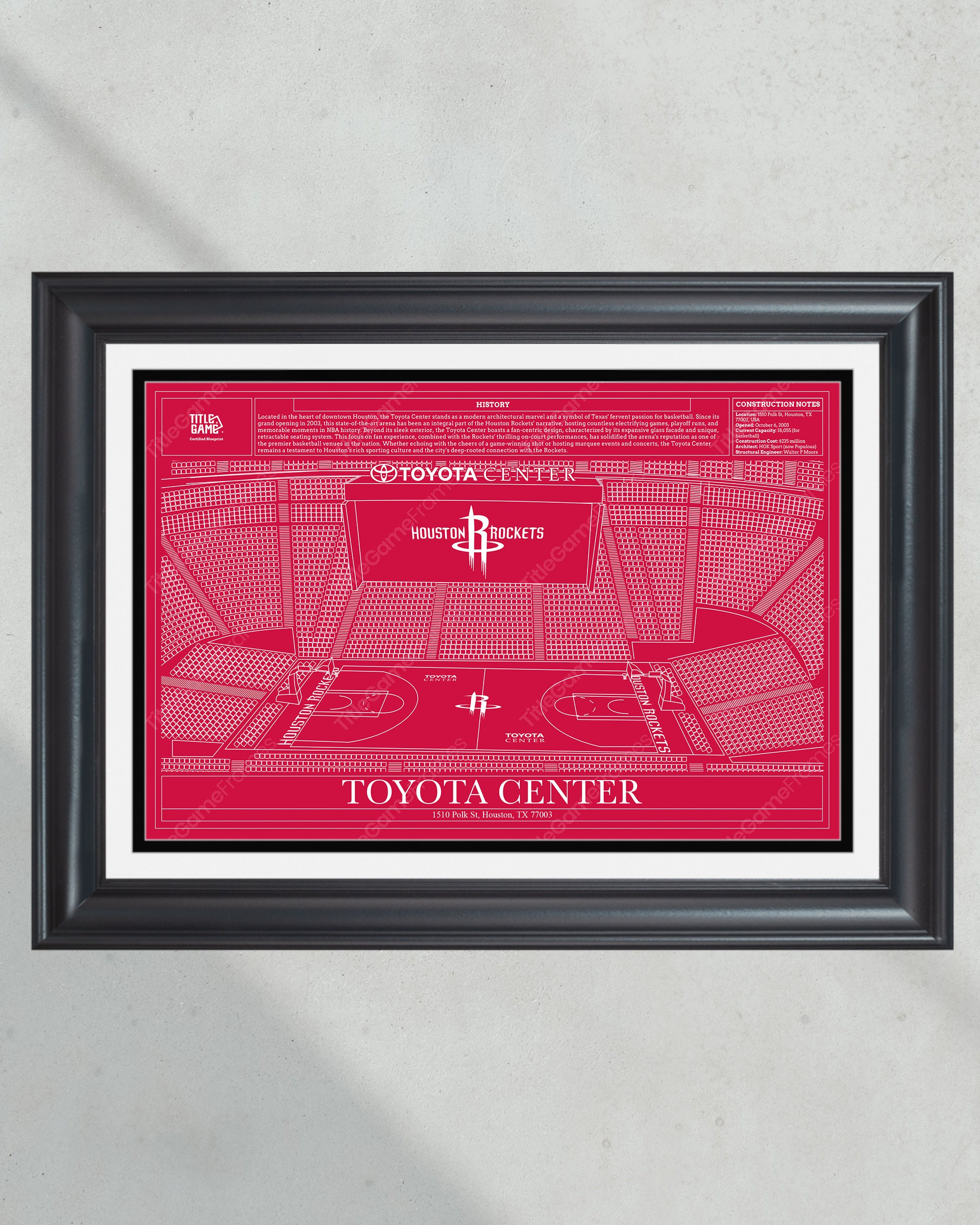 Houston Rockets Toyota Center NBA Basketball Stadium Blueprint PT60662