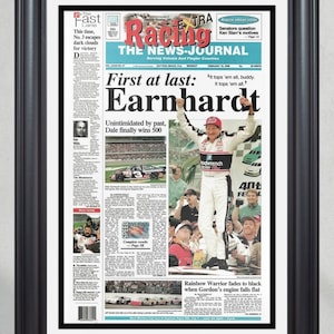 1998 Daytona 500 Dale Earnhardt Victory Framed Front Page Newspaper Print