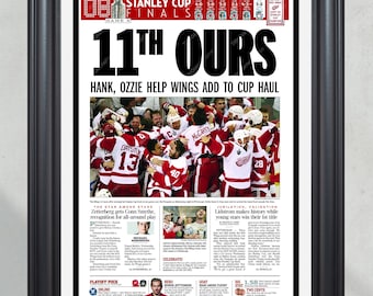 Detroit Red Wings de 2008, campeões da Stanley Cup "11th Ours" - Primeira página do jornal
