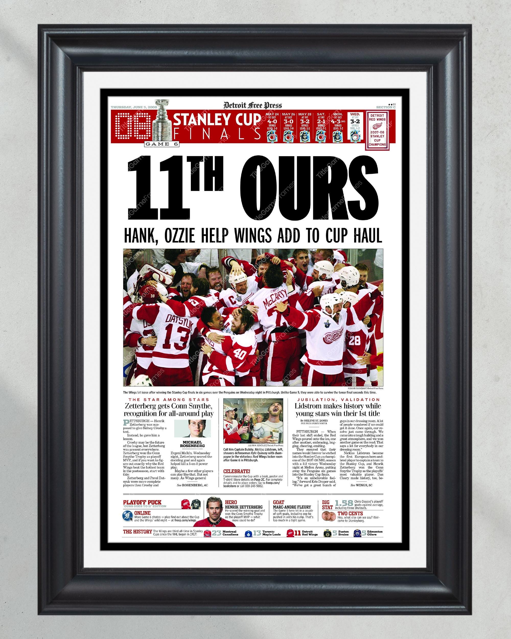 2008 Detroit Red Wings "11th Ours" Stanley Cup Champions Front Page Newspaper PT60471