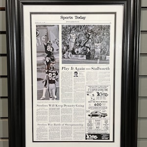 1980 Pittsburgh Steelers Super Bowl XIV Champions Framed Front Page Newspaper Print
