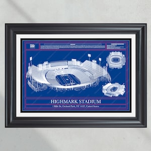 Buffalo Bills Highmark Stadium Blueprint Football Print