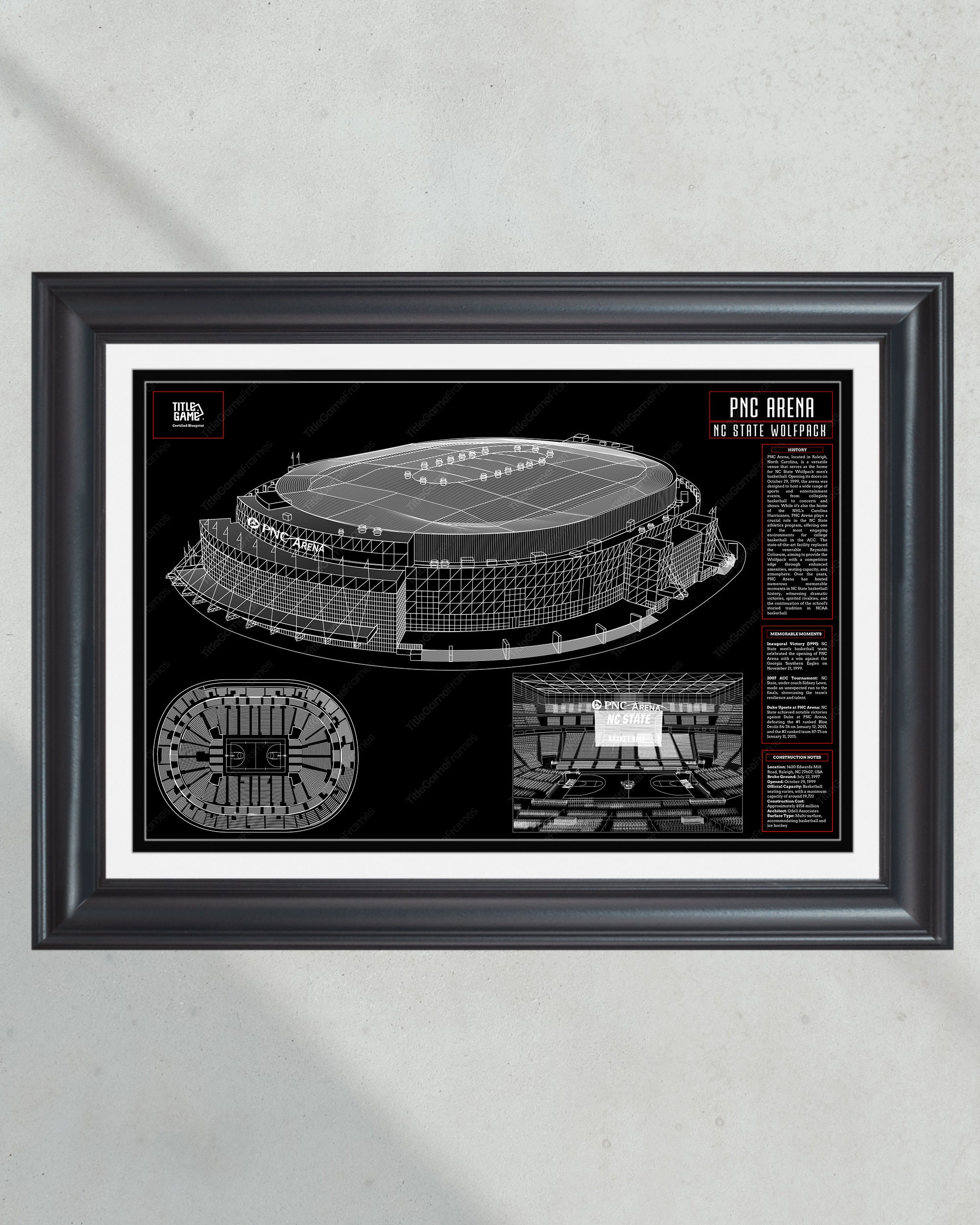 NC State Wolfpack PNC Arena Basketball Stadium Blueprint PT60221