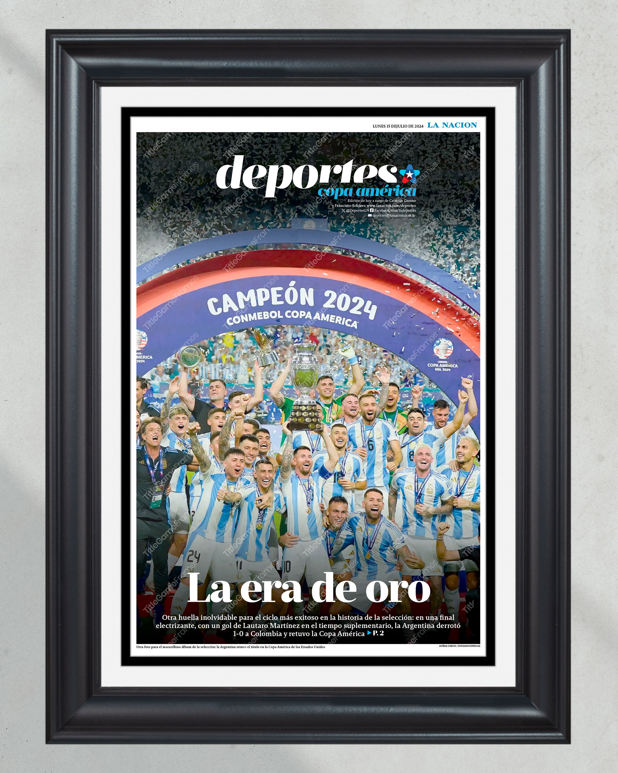 2024 Copa America Champions - 'La Era de Oro' Framed Messi Newspaper PT60883