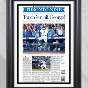 2025 Toronto Blue Jays ALCS Champs "Touch ’em all, George!" Framed Newspaper