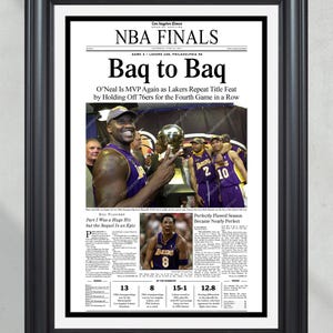 2001 LA Lakers NBA Champion Framed Front Page Newspaper Print - &#39;Baq to Baq&#39;