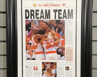 1994 Houston Rockets NBA Champion Framed Front Page Newspaper Print