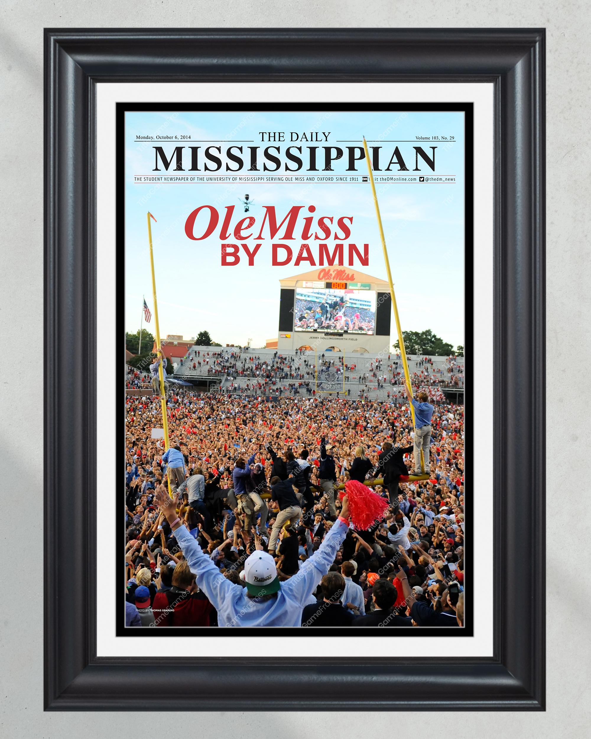 2014 Ole Miss Upsets Alabama Crimson Tide Framed Front Page Newspaper Print PT60457
