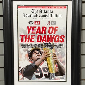 2022 Georgia Bulldogs - Year Of The Dawgs - College Football National Champions Framed Front Page Newspaper Print