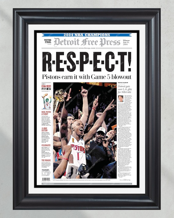 2004 Detroit Pistons NBA Champions - 'Respect' Framed Newspaper Cover