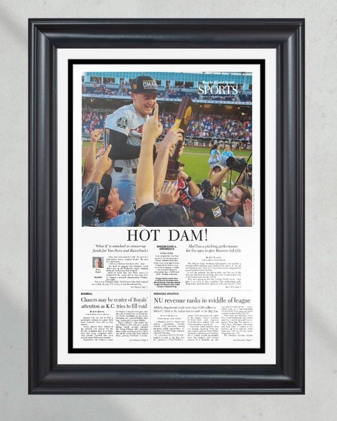 2018 Oregon State Beavers College World Series Champions Framed Front Page Newspaper Print PT60764