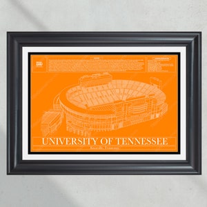 Universiteit van Tennessee vrijwilligers Neyland stadion blauwdruk voetbal print