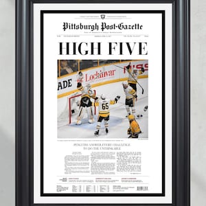 2017 Pittsburgh Penguins Stanley Cup Champions &#39;HIGH FIVE&#39; Framed Newspaper