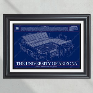 University of Arizona Wildcats Arizona Stadium Blueprint Football Print