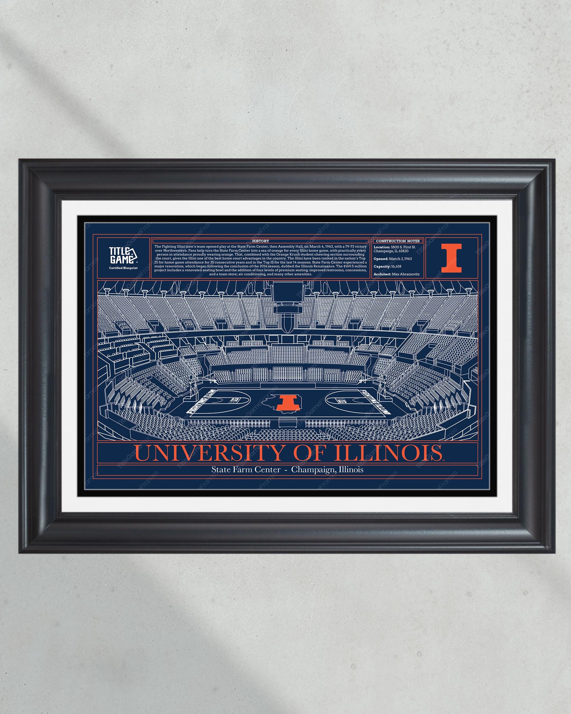 University of Illinois Illini State Farm Center Basketball Stadium Blueprint PT60431